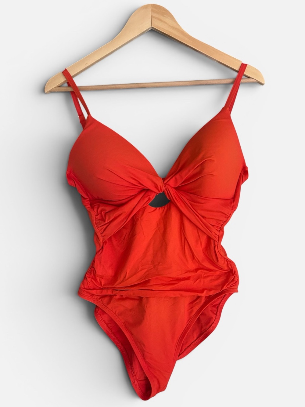 La Blanca Orange Island Goddess Twist-Front Keyhole One-Piece Swimsuit Sz 8